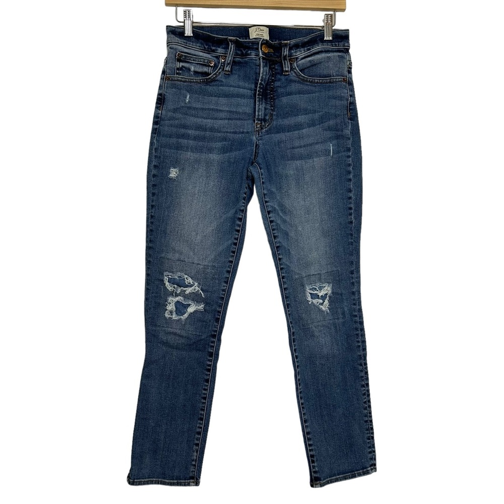 J. Crew Vintage Straight Leg Jeans Distressed Ankle Length Size 28 Mid-Rise